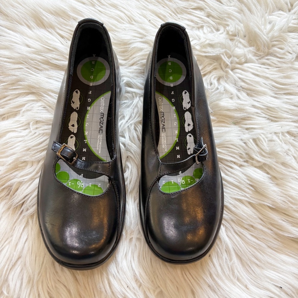 Aetrex Mosaic Technology Black Leather Mary Jane Sarah Comfort Shoes Sz 7.5 Med